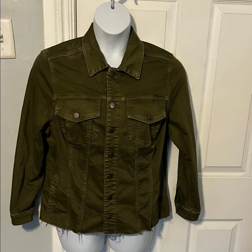 Molly & Isadora Olive Green Deconstructed Jean Jacket